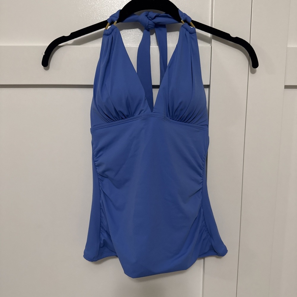 Tommy Bahama Paradise Blue Novelty Pearl Halter Tankini UPF 50 Tummy Control S/P